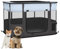 PawHut Hundeauslauf aus Oxford-Gewebe, Welpenauslauf, Freilaufgehege für Tiere, mit Aufbewahrungstaschen, Faltbarer Auslauf für Hundewelpen, 84 x 64 x 53 cm, grau und schwarz