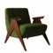 Mid Century Moderner Akzentstuhl mit Massivholzrahmen, gepolsterter Sessel für Wohnzimmer, Schlafzimmer, Retro-Freizeitstuhl in Grün
