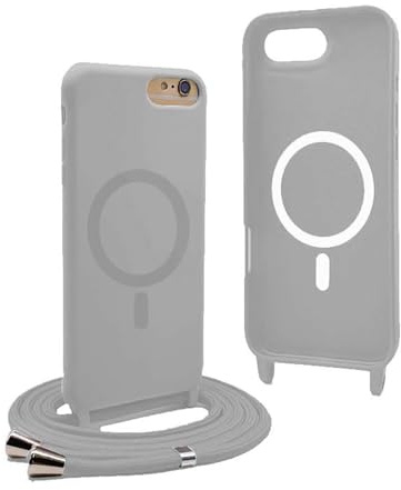YFSYLL Handykette Hülle für iPhone SE (2022/2020) / iPhone 8/7 mit Band,Magnetische Silikon Handyhülle Kompatibel mit MagSafe,Handyhülle für zum Umhängen Einstellbar und Abnehmbar - Grau