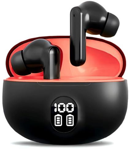 Générique Ecouteurs Bluetooth sans Fil, Écouteurs sans Fil Bluetooth 5.3, 4 Micro ENC Anti Bruit, Basses Puissantes, 48H de Lecture, étanchéité IPX7, Oreillette pour iOS Android (Rouge)