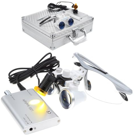 3.5X 420mm Arbeitsabstand Binokularlupen Optisches Glas Mit 3W LED Scheinwerfer Lampe mit Filter (Silber)