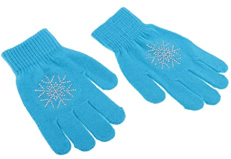 KBOLAE Eislaufhandschuhe für Mädchen, Damen, Kinder, magischer Stretch-Handschuh, schwarze Blume, Größe S, schwarze Schneeblume