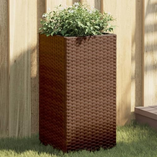 ZQQLVOO Pflanzkübel Braun blumenkübel Outdoor pflanzkübel for Innen Garten 30x30x60 cm Poly Rattan
