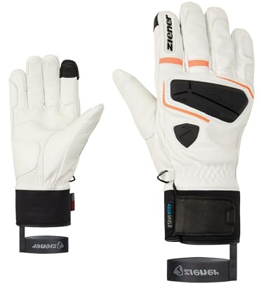 Ziener Guanti da sci GALF-Z da uomo/sport invernali | Primaloft, pelle, touch, bianco, 10,5