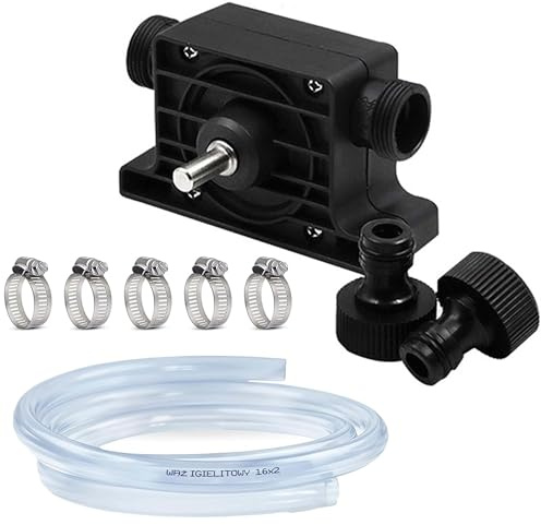 Pompe de perceuse avec tuyau de 2 m : haut débit sans fil visseuse pompe perceuse portable pompe perceuse pour huile moteurs diesel, eau volante, carburants, eau
