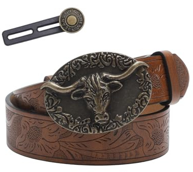 VOSSOT Cowboy Gürtel Herren Leder-Western Gürtel Damen Cowboy(120cm Lang)