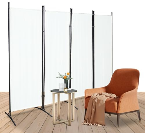 Vkechh Paravent Raumteiler 200x170cm，Trennwand Freistehend Sichtschutz, Umkleide Sichtschutz Raumtrenner 1 Teilig für Büros, Innen(Weiß)