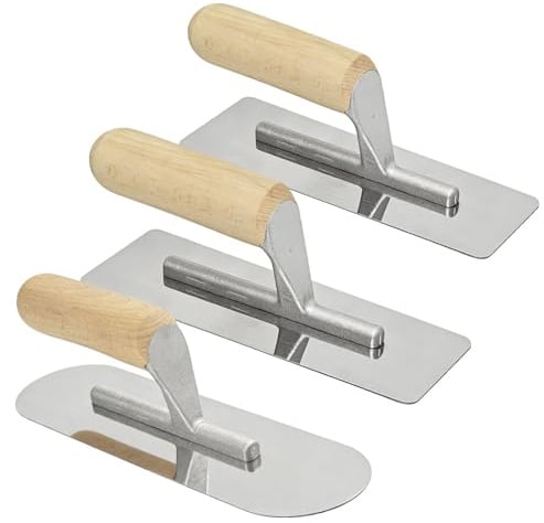 Ensemble de 3 truelles de lissage, truelles à plâtrer, acier inoxydable avec manche en bois, truelle de lissage surface plâtrer, outil de plâtrage pour la finition des murs et des sols