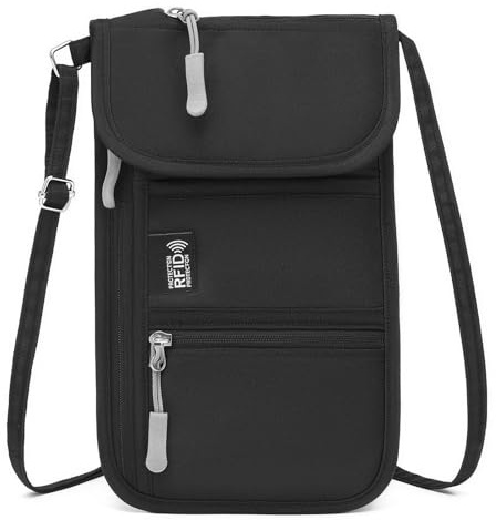 Desing Wish Portadocumenti da Viaggio Porta Passaporto da Collo Donna Uomo Portamonete Borsello Portafoglio da Viaggi Piccolo Portapassassaporto Accessori Viaggio Aereo Cadeau con Blocco RFID