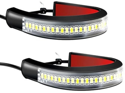 Generisch Blinker Motorrad Wasserdicht 2Pcs Universal Ring Gabel Streifen Lampe Blinkt Blinker Motorrad Licht & DRL Bernstein Weiß Moto Auto Zubehör 12V