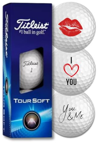 Titleist Tour Soft I Love You - Valentinstag Golfbälle für Verliebte - 3 Stück