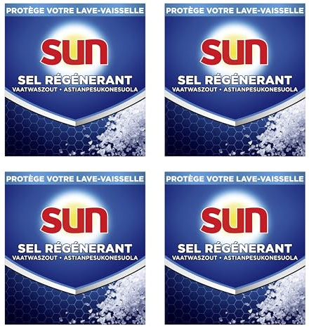 SUN CLASSIC - Sel Regénérant 1Kg pour lave-vaisselle - Lot de 4 - Offre économique
