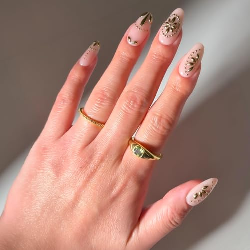 Glamnetic Press On Nails - Medium Oval, Glossy Fake Nails 30 Pc Full Kit | Vacation-ready press on nails in 15 sizes. Raised foil glue-on set. Water-resistant, chip-resistant, up to 2 weeks wear