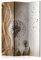 RAUMTEILER/PARAVENT B&D XXL - Paravent Raumteiler Innen Pusteblume Abstrakt 135x172 cm 3-teilig Einseitig Raumtrenner Raum Trennwand Holz Room Divider Spanische Wand Raum Abtrennung beige grau