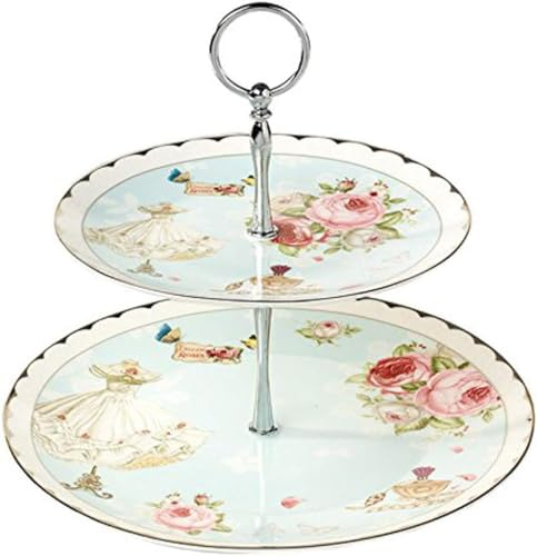 YBK Tech Service à thé en porcelaine anglaise - Motif rose et robe - Assiettes de présentation