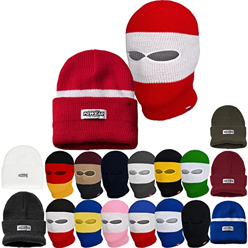 PGwear Mütze und Sturmhaube in schwarz rot blau grau (Rot)