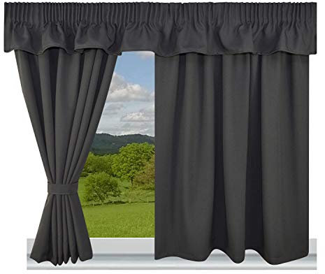 Caravan Curtains Fully Lined Dark Grey in Various Sizes (44 Width x 78 Drop single door curtain)