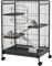 PawHut Cage pour Petits Animaux Roulante 3 Rampes 3 Plates-Formes Plat et Bouteille d'eau Bac Inférieur Amovible Acier PP Noire