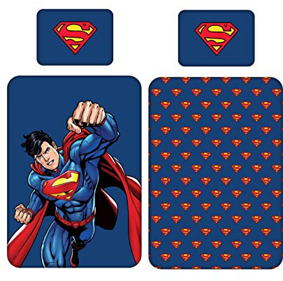 Superman, Bettwäsche, 200 cm x 135 cm, 80 cm x 80 cm, Deutsche Standardgröße, 100% Baumwolle, Schadstoffgeprüft Öko Tex 100