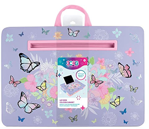 Three Cheers for Girls - Butterly Lap Desk - Lap Desk with Cushion for Kids - Large Laptop Lap Desk with Cushion - Kids Lap Desk Tray for Car - Computer Lap Desk with Storage for Tables, Pens & More