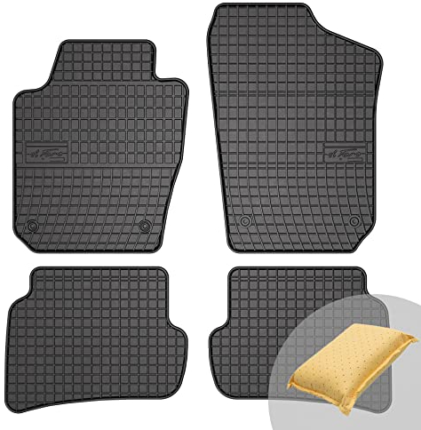 FROGUM EL Toro Gummimatten Ganzjähriges-Set von Autofussmatte Auto Fußmatten für SEAT Ibiza IV 2008-2017, für Skoda Fabia III 2014-2021 | Beständiges Gummi Material | 1,5cm Schutzkante