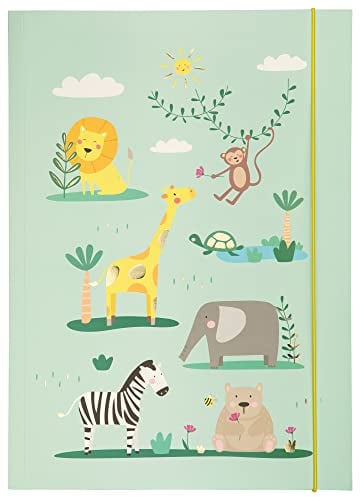 folia 69014 - Sammelmappe A3 Hot Foil Happy Safari, aus stabilem Karton mit Gummiband