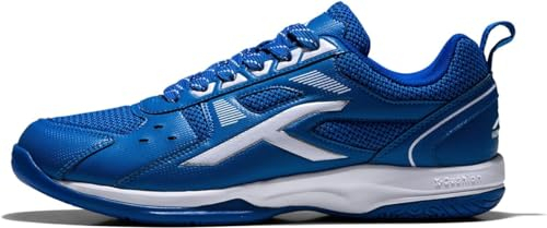 Hundred Raze Non-Marking Professional Badminton Shoes for Men (Blue White, Size: EU 45 UK 11 US 12) Material Upper: Polyester, Sole: Rubber Suitable for Indoor Tennis Squash Table Tennis