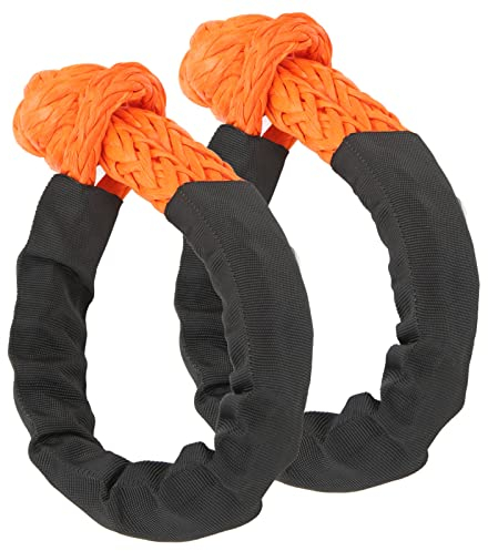 softschäkel offroad, Softschäkel Off-Road Schäkel, 2 Stück 11 mm Tauwerkschäkel Tragbares Synthetisches Weiches Schäkelseil 21 Tonnen Bruchfestigkeit Seilschäkel für LKW, SUVs, Geländefahrzeuge
