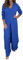 Onsoyours Hosenanzug Damen Hochzeit Festlich Elegant 2 Teilig Loungewear Einfarbig Sommer Outfits Streetwear Freizeitanzug Anzug 2 Teiler Hausanzug Zweiteiler Tracksuit Set A Blau 3XL