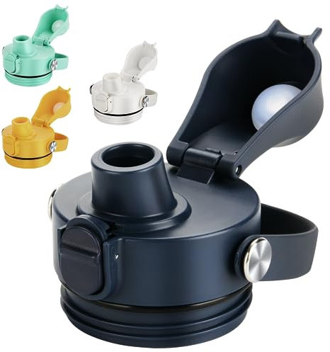 EIPOSAU Spout Lid for YETI Rambler Bottle, BPA Free, Ideal Chug Cap for YETI, Fits 18 26 36 64 oz Bottles, Replacement Lids with Push Button & Lock, Navy