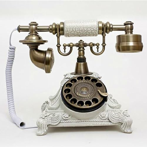 Tikwisdom Vintage weiß Harz Nachahmung Kupfer Rotary Retro altmodisch Rotary Dial Haus und Büro Telefon Telefon Haus Wohnzimmer Dekor