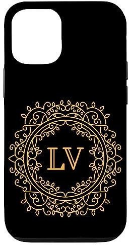 LV Monogram Elegant Floral Luxury Letter LV Initials Hülle für iPhone 13