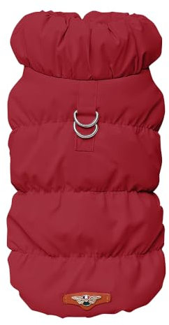 Warmer Hunde-Wintermantel, Fleece, Winterweste, wasserdicht, winddicht, Hundejacke mit D-Ring, gemütliche Fleece-gefütterte Kleidung für kleine, mittelgroße und große Hunde (Dunkelrot, M)