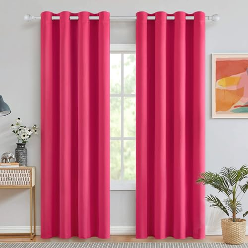 MIULEE Vorhänge Beerenfarbe Blickdicht mit Ösen, Schöner Weicher Verdunklungsvorhänge zum Verdunkeln von Räumen, 2er Set Gardinen Abdunkelnd Schlafzimmer Wohnzimmer Thermovorhang Kälteschutz 140X225