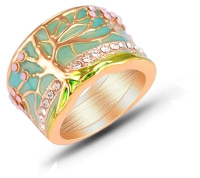 FUSHENGTER Ringe Damen Ring Für Damen Frauen Finger Herren Geschenk Ring Damenmode Retro Farbiger Baum des Lebens Ring