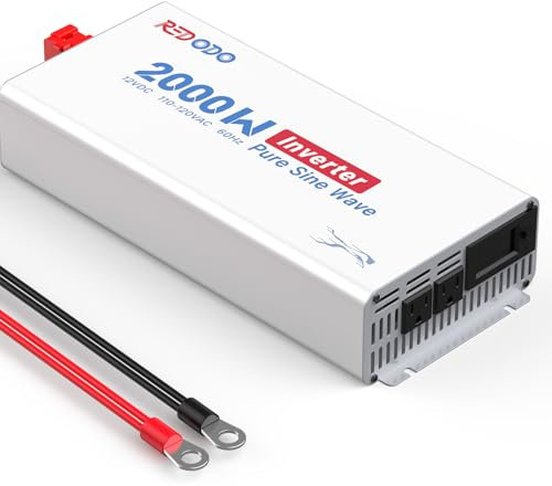 Redodo Reiner Sinus-Wechselrichter 2000W 2V DC zu 230V AC Konverter für Womo, Camping, Solarstrom-Wechselrichter mit 2*AC Ausgängen, Überwachungsbildschirm mit Echtzeit-Statusanzeige