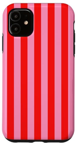 iPhone 11 Cute Red and Pink Stripes Pattern Case