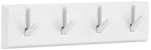 Jwthee Porte-manteau mural, 4 crochets, porte-chapeaux, porte-serviettes, porte-clés, cintre mural, crochets muraux modernes, porte-manteau d'entrée (Blanc)
