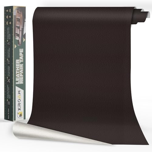 Xroam Kunstleder Selbstklebend, 60x200 cm Dunkelbraun Leder Reparatur Patch, Lederflicken Selbstklebender, Kunstleder Reparaturset, Leder Patch Selbstklebend für Sofa, Autositze, Taschen, Jacken