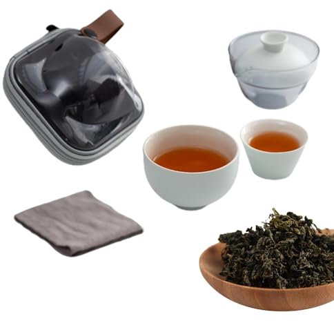 Set teiera e tazze, set teiera per adulti, Tazza da tè da viaggio per preparare il tè, Set da tè pomeridiano, set da tè con tazze e strofinaccio, kit da tè piccola teiera in ceramica per picnic da via