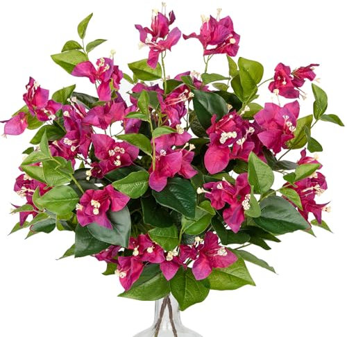 Arborus 2 ramos de flores artificiales de 20 pulgadas, planta de buganvilla de seda artificial con hojas verdes para interiores para arreglos florales, centros de mesa de boda, oficina, decoración del