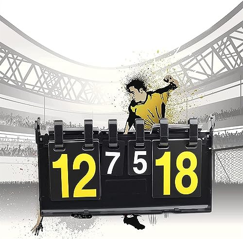 IUBGFTO Tisch-Flip-Anzeigetafel, tragbarer 4-stelliger Tennis-Punktezähler, Flipper-Punkteanzeigetafel für Badminton, Basketball, Tischtennis, Fußball, Baseball und andere Wettkämpfe