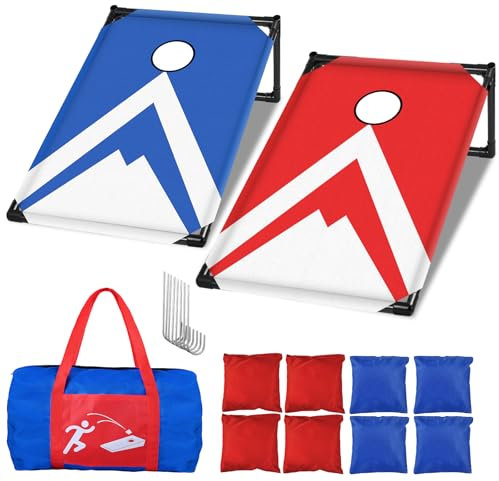 NZQXJXZ Juego de Cornhole para Adultos y Niños, Portátil Cornhole Juego de Lanzamiento con 8 Bolsas de Frijoles y Bolsa de Transporte para al Aire Libre, Interior, Patio Trasero, Césped, 3x2 Ft