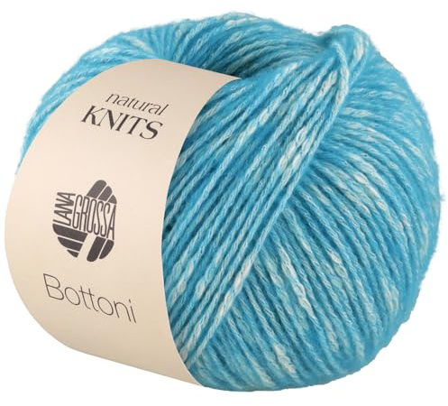 LANA GROSSA Bottoni | Baumwoll-Viskosegemisch mit Merinofasern | Handstrickgarn aus 53% Baumwolle, 24% Viskose & 23% Schurwolle | 50g Wolle zum Stricken & Häkeln | 125m Garn FB 9