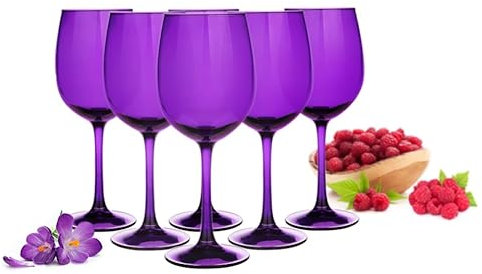 Sendez Juego de 6 copas de vino (300 ml, 6 unidades), color lila