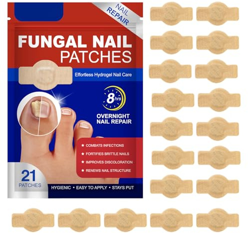 21Pcs Fungal Nail Patches for Toenails, Extra Strong Nail Repair Treatment Pads, 8-Hour Fungus Treatment for Toenail, Ingrown Nails & Damaged Nails, Anti-Fungal Essence for Healthy Nail Recovery