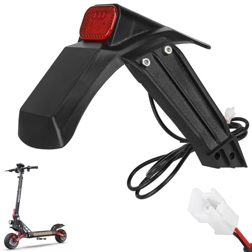 VOLOHAS Guardabarros trasero con luz trasera para Kukirin G2 Pro patinete eléctrico, protector de rueda trasera con matrícula en blanco, luces traseras de advertencia LED + soporte de guardabarros
