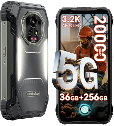 Blackview XPLORE 2 5G Rugged Smartphone(AI), 20000mAh 120W, Android 15, 36GB+256GB/2TB, 6.73 3.2K HDR 120Hz AMOLED Display, Dual 50MP+20MP Night Vision, IP69K/eSIM/WiFi 6E/NFC/GPS/OTG Rugged Phone