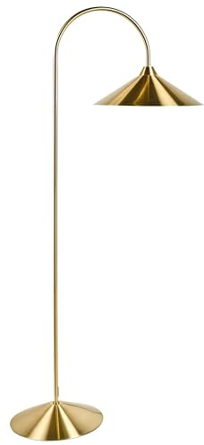 Beliani Bogenlampe Stehlampe Metall gold 1-flammig kegelform 150 cm hoch modern Savegre