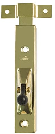 Amig - Set de 2 Pasadores de Sobreponer - 75 x 14 mm - Adecuado en Puertas de Paso de Madera - Cierre Automático Vertical - Pestillo para Baño, Dormitorio - Cerrojo de Seguridad - Acero Dorado